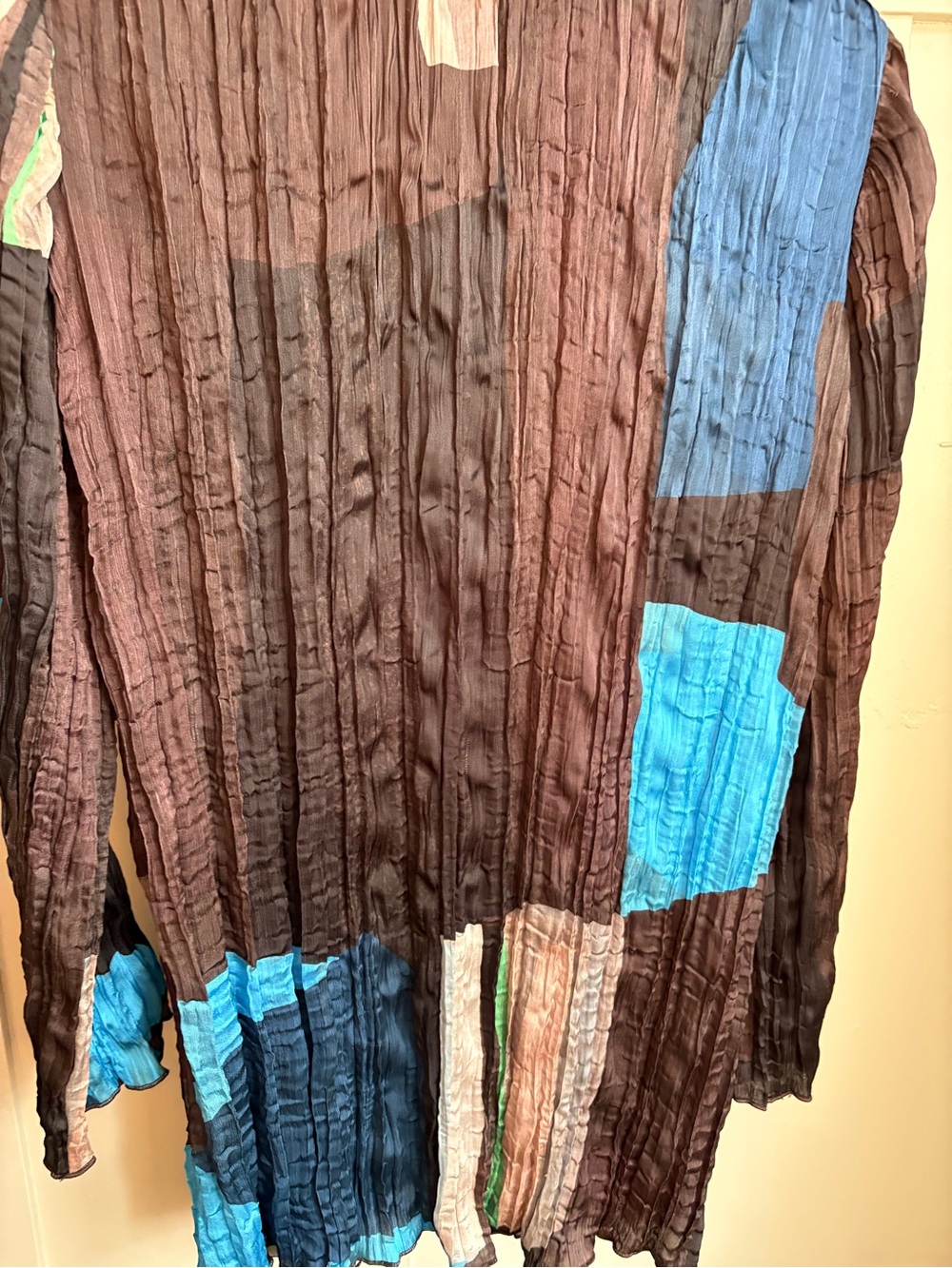 STAUD Brown Long Sleeve Mini Kona Dress with Turquoise & Cream Accents - Picture 7 of 11